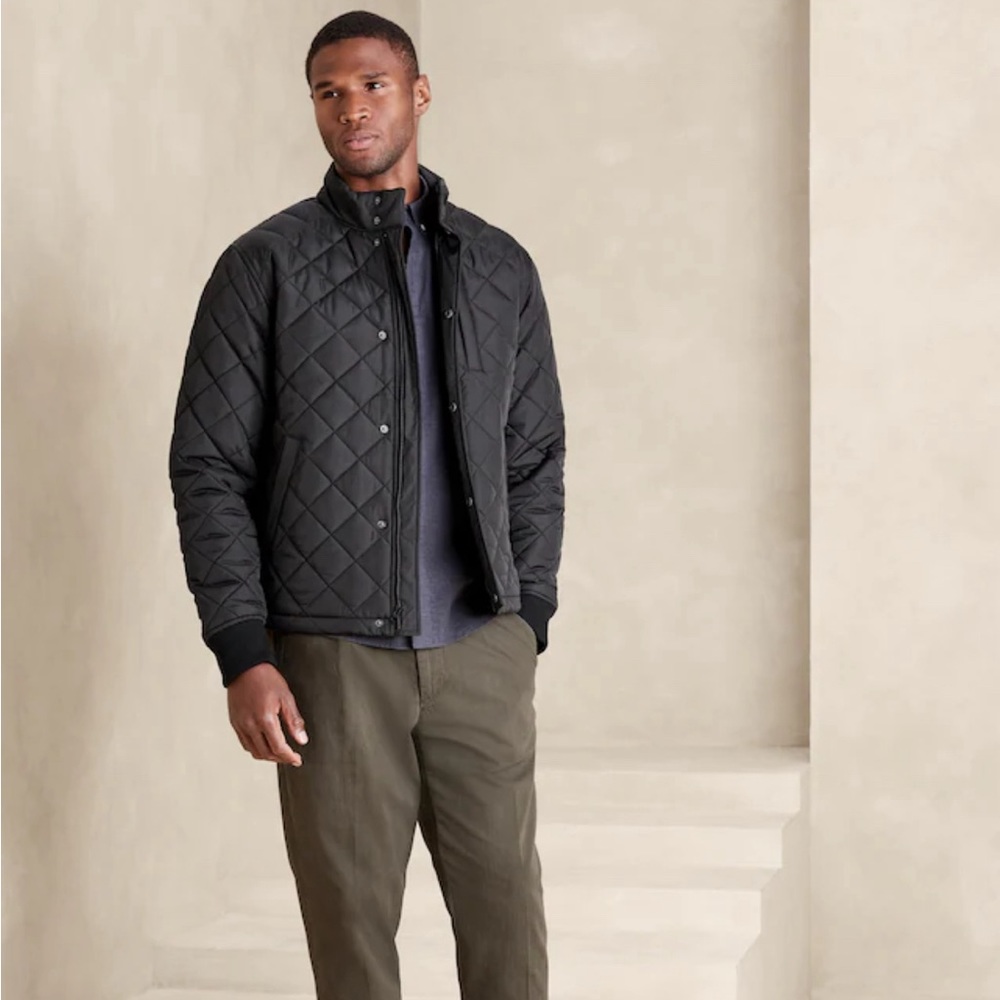 Banana Republic, DIAMOND QUILTED JACKET, Navy Blue, Size M